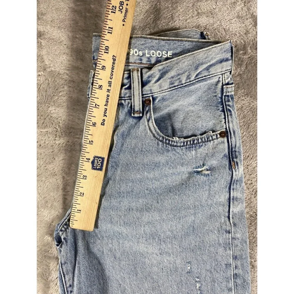 GAP Kids ‘90s Loose Fit Jeans - Size 18 - Light Wash Distressed Denim